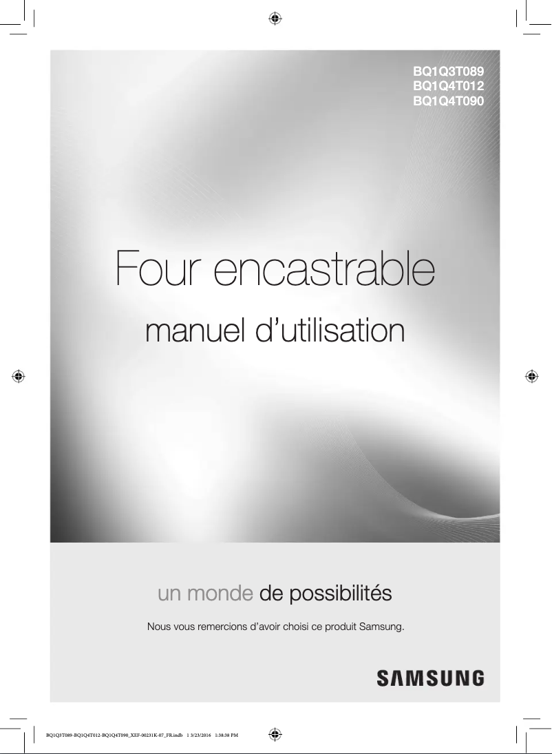 Page 1 de la notice Manuel utilisateur Samsung BQ1Q4T012