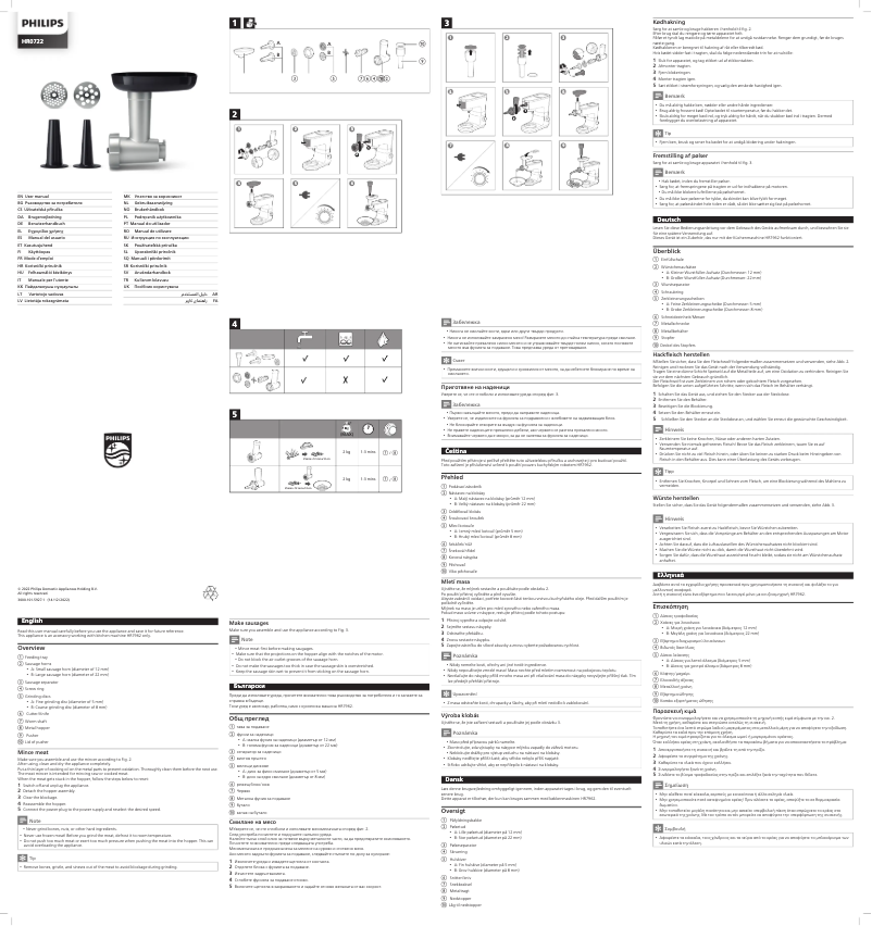 Page n°1 - Manuel utilisateur Philips HR0722