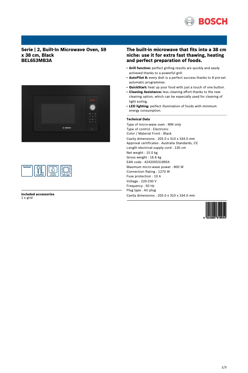 Image de la première page du manuel de l'appareil BEL653MB3A