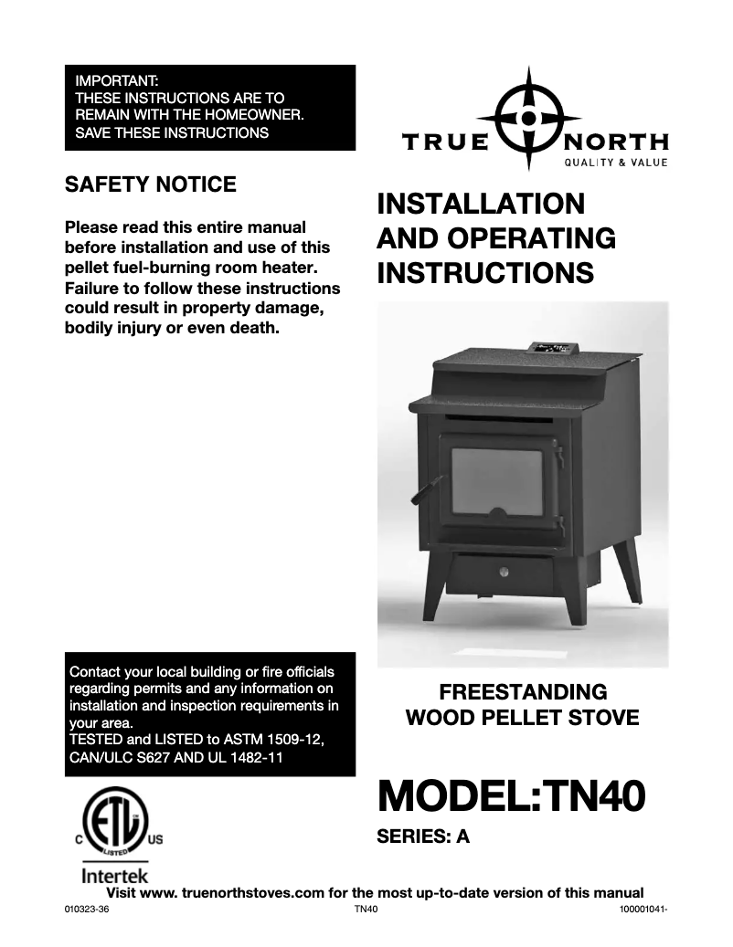 Page 1 de la notice Manuel utilisateur True North TN40