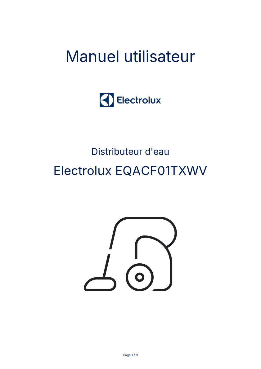 Image de la première page du manuel de l'appareil EQACF01TXWV