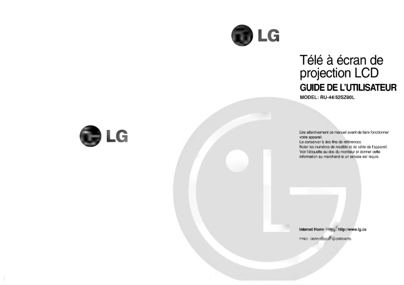 Page 1 de la notice Manuel utilisateur LG RU-44SZ80L