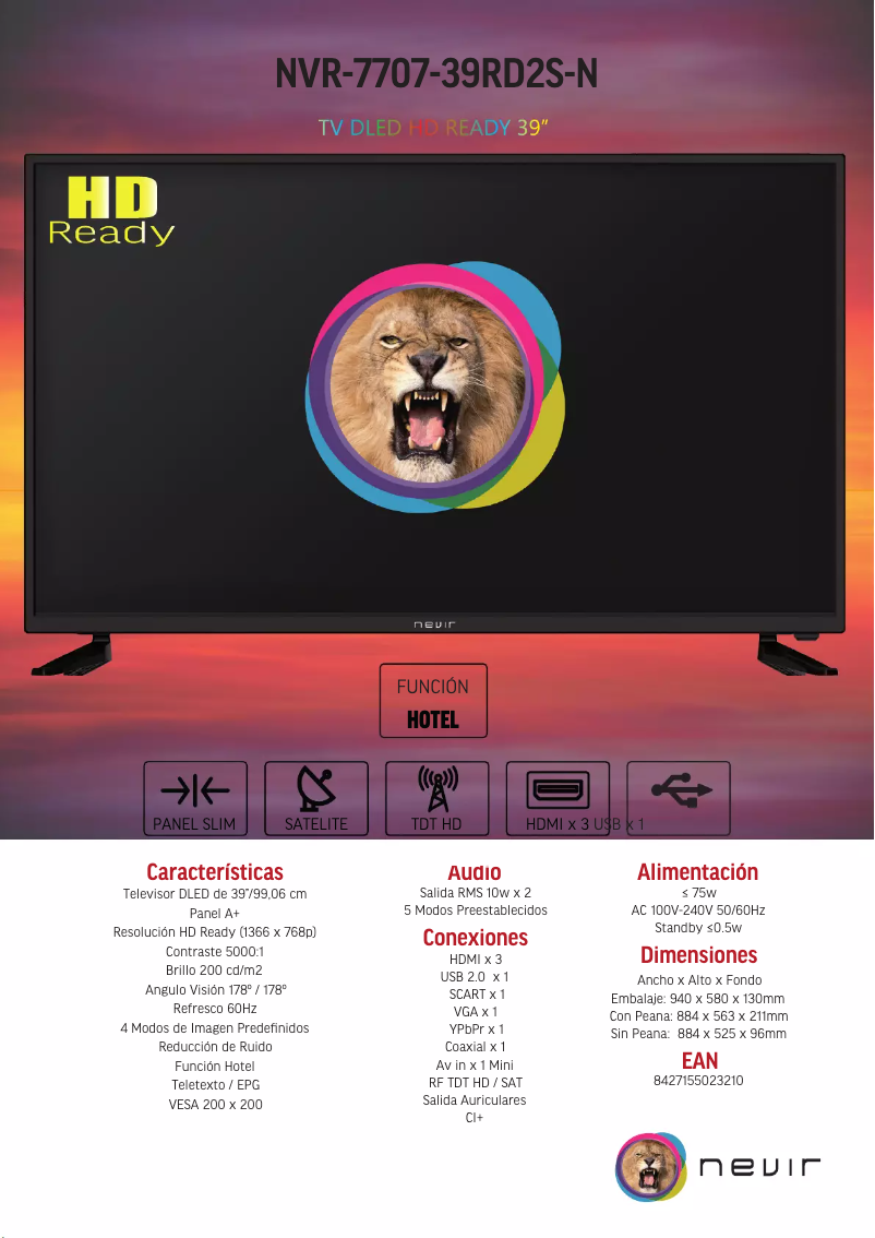 Page 1 de la notice Manuel utilisateur Nevir NVR-7707-39RD2S-N