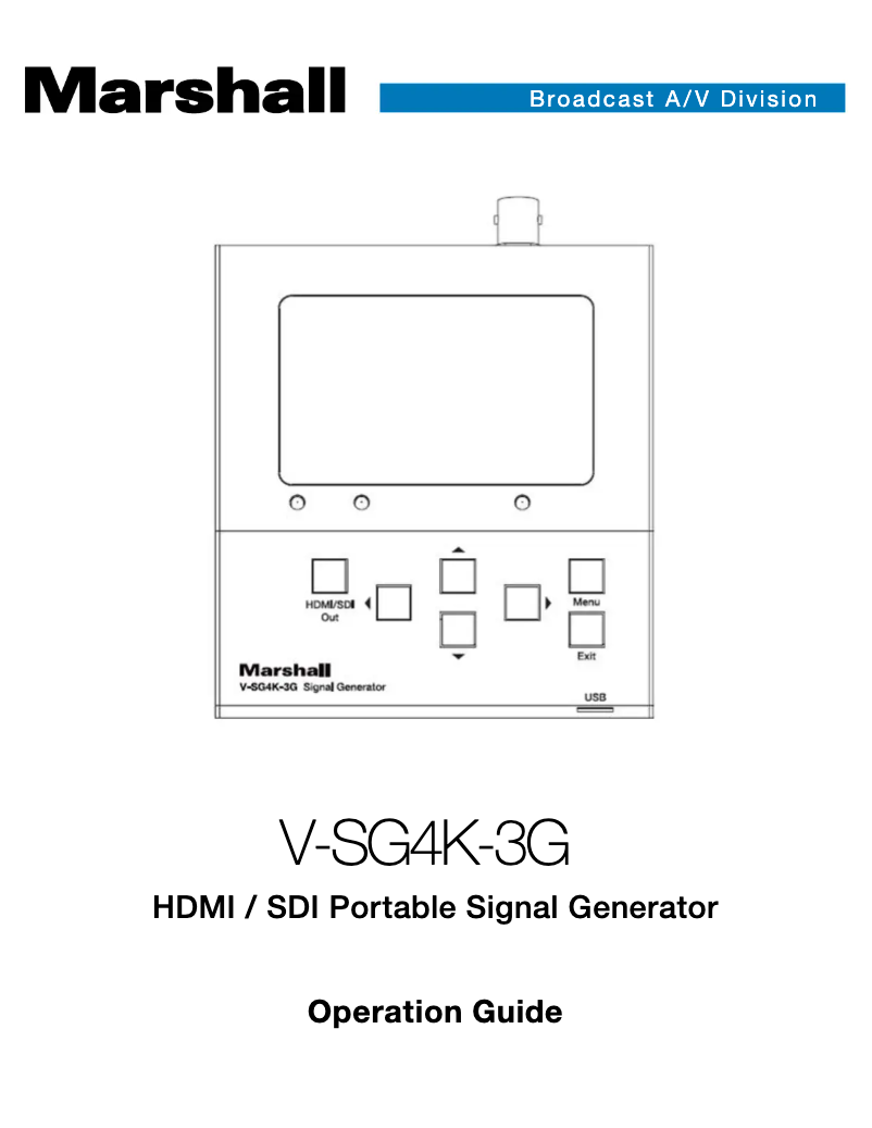 Page n°1 - Manuel utilisateur Marshall Electronics V-SG4K-3G