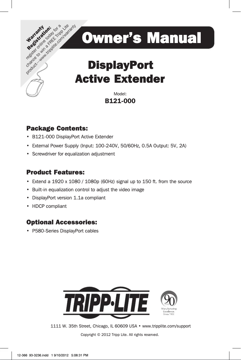 Page 1 de la notice Manuel utilisateur Tripp Lite B121-000