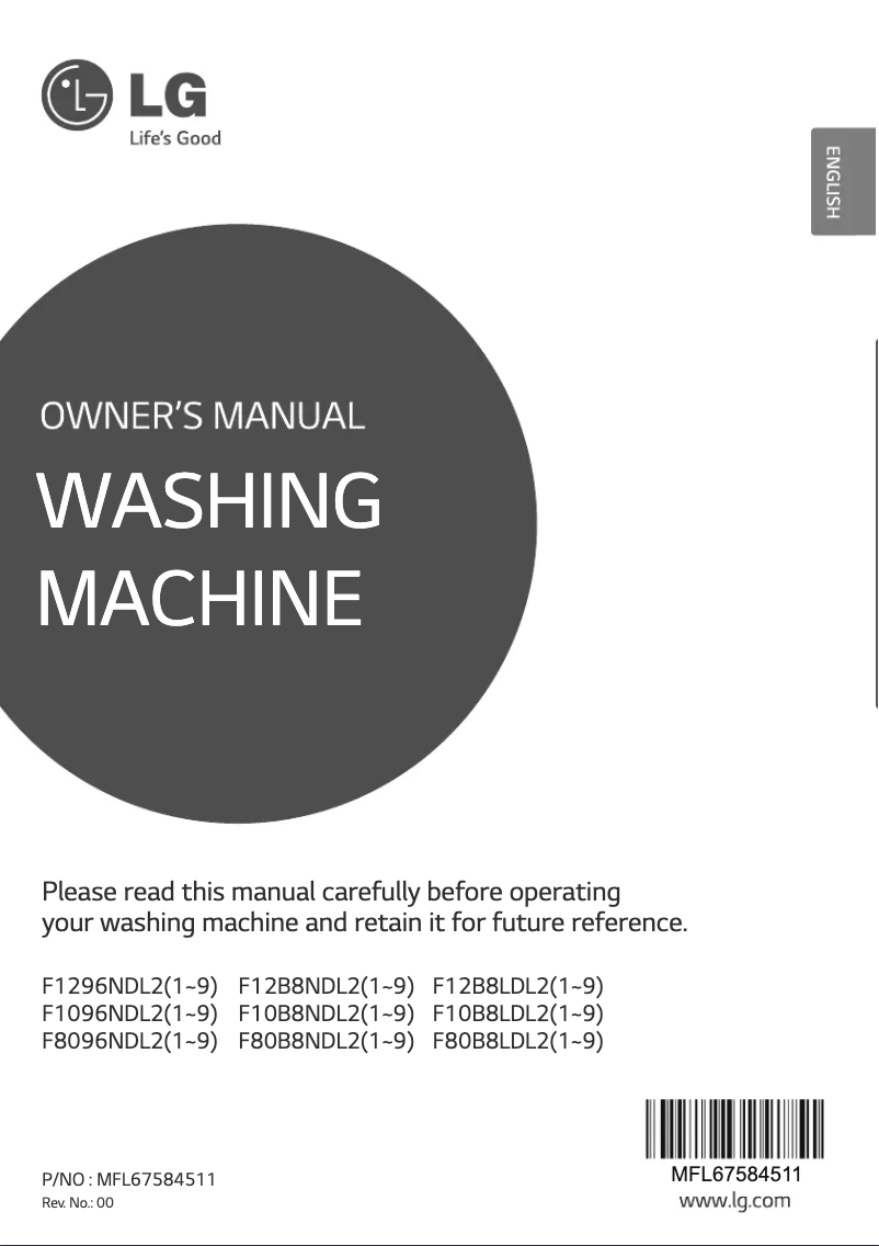 Page 1 de la notice Manuel utilisateur LG F10B8LDL25