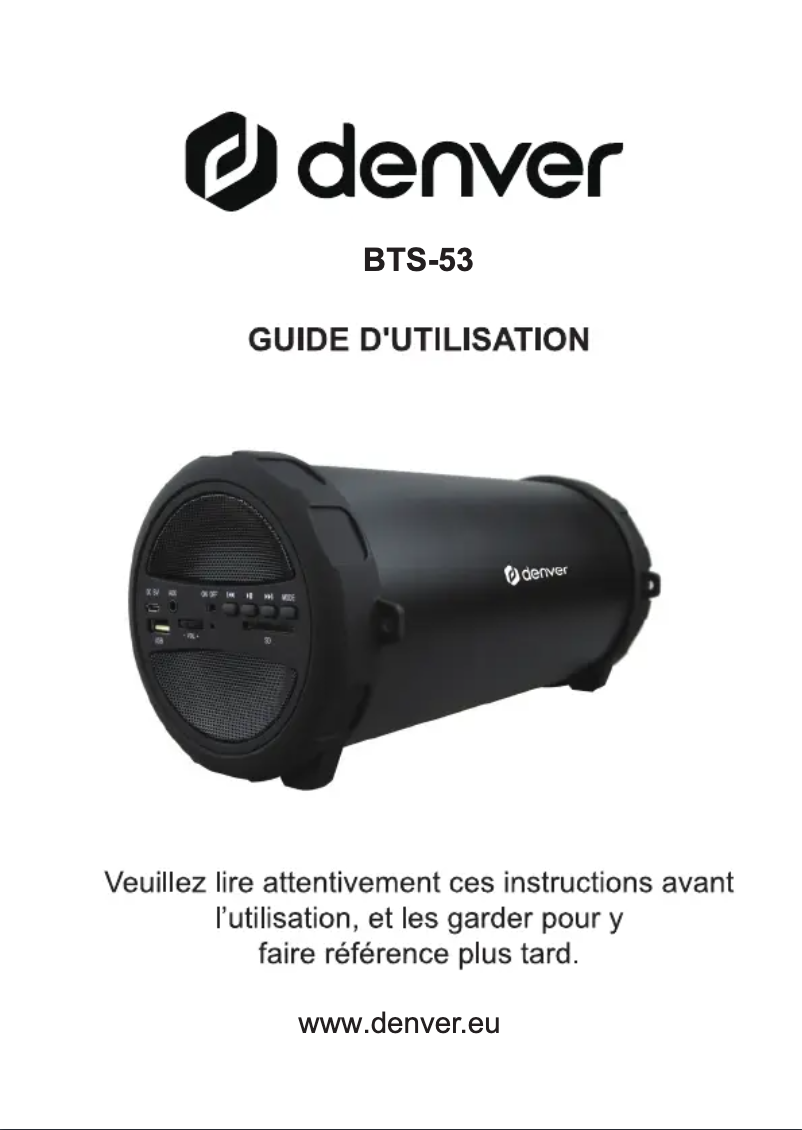 Page 1 de la notice Manuel utilisateur Denver BTS-53