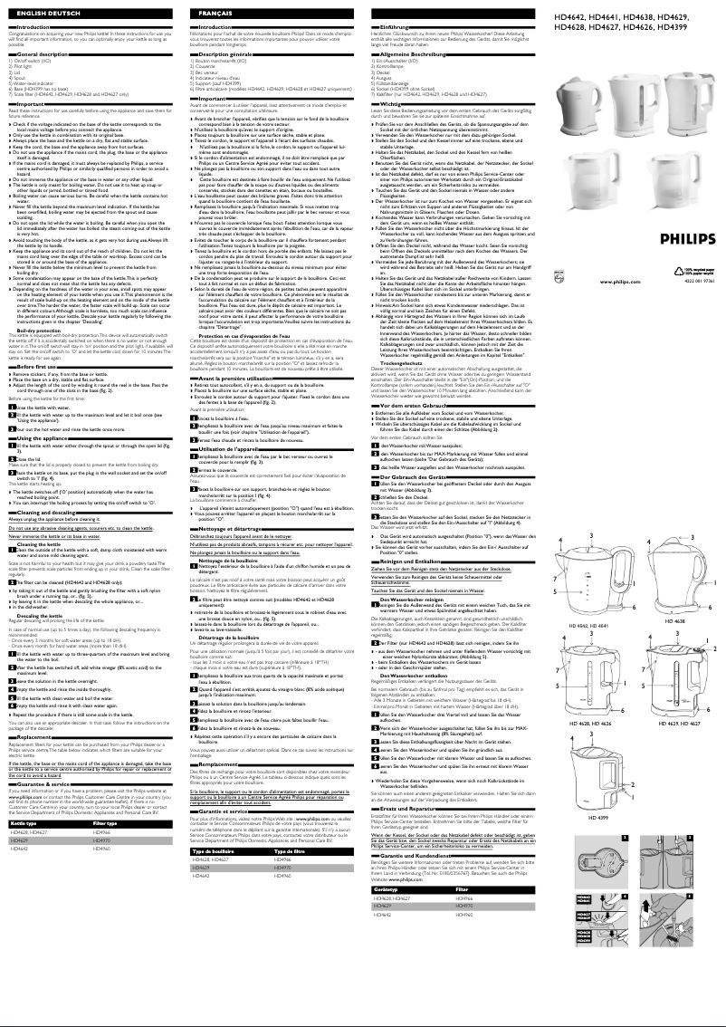 Page 1 de la notice Manuel utilisateur Philips HD4642