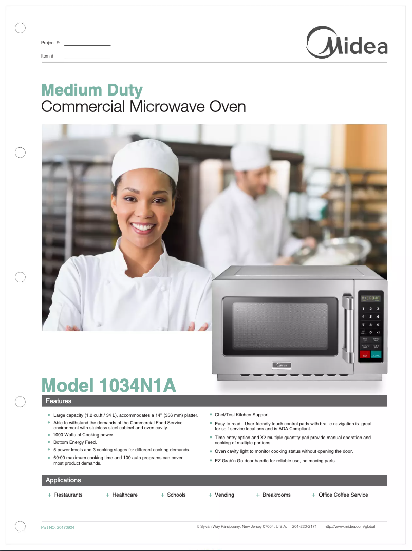 Page 1 de la notice Manuel utilisateur Midea 1034N1A