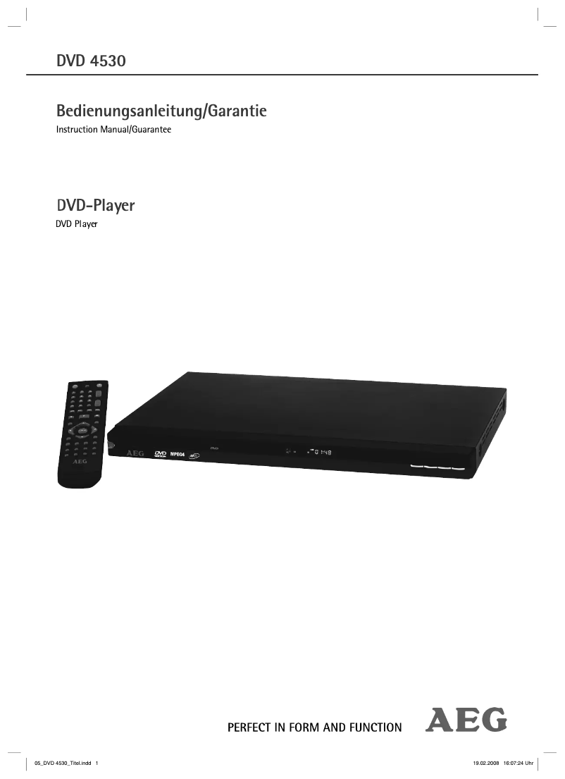 Page n°1 - Manuel utilisateur AEG DVD 4530
