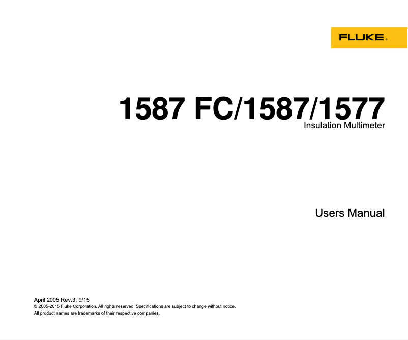 Page n°1 - Manuel utilisateur Fluke 1577