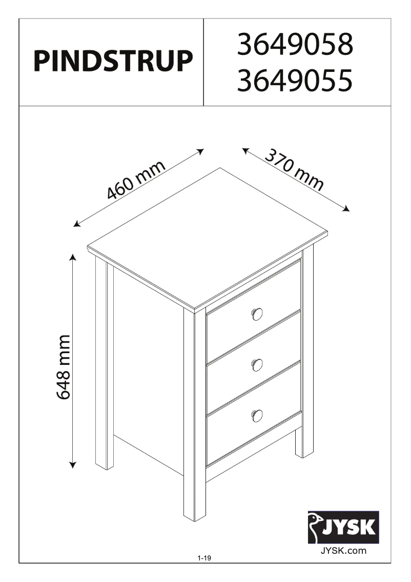 Page 1 de la notice Manuel utilisateur JYSK Pindstrup (46x65x37)