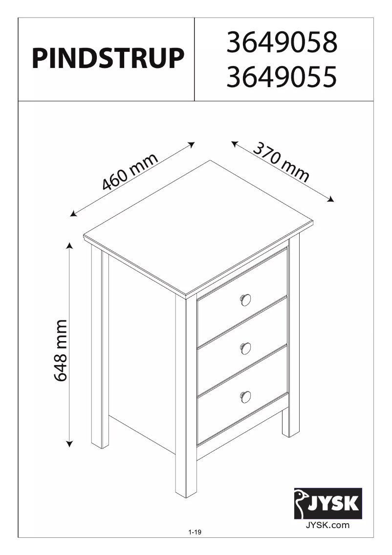 Page n°1 - Manuel utilisateur JYSK Pindstrup (46x65x37)