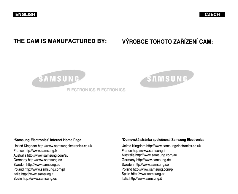 Page 1 de la notice Manuel utilisateur Samsung VP-M105