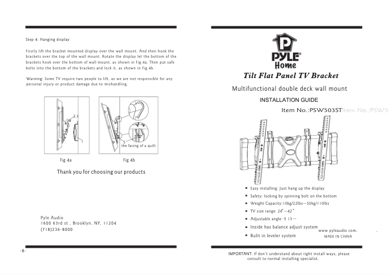 Page 1 de la notice Manuel utilisateur Pyle PSW503ST