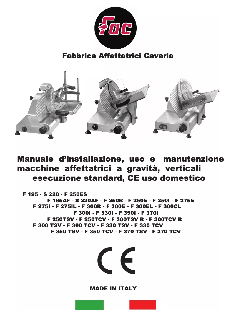 Page n°1 - Manuel utilisateur FAC F 300TCV