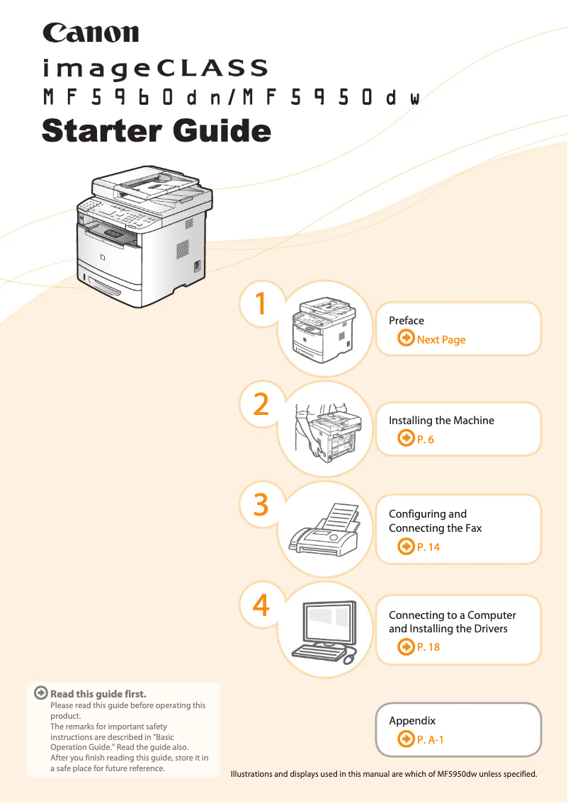 Image de la première page du manuel de l'appareil imageCLASS MF5960DN