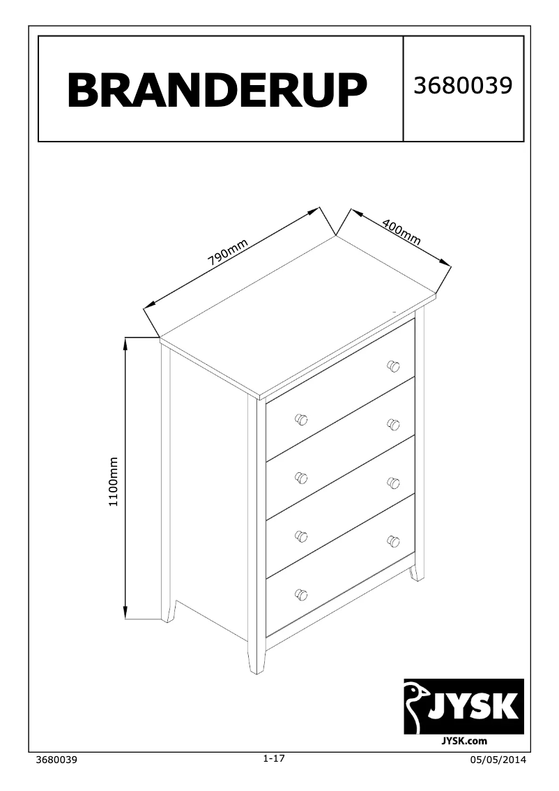 Page n°1 - Manuel utilisateur JYSK Branderup (79x110x40)