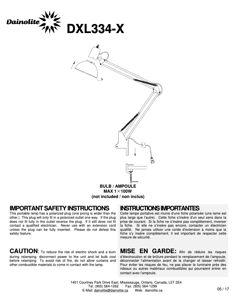 Page 1 de la notice Manuel utilisateur Dainolite DXL334-X