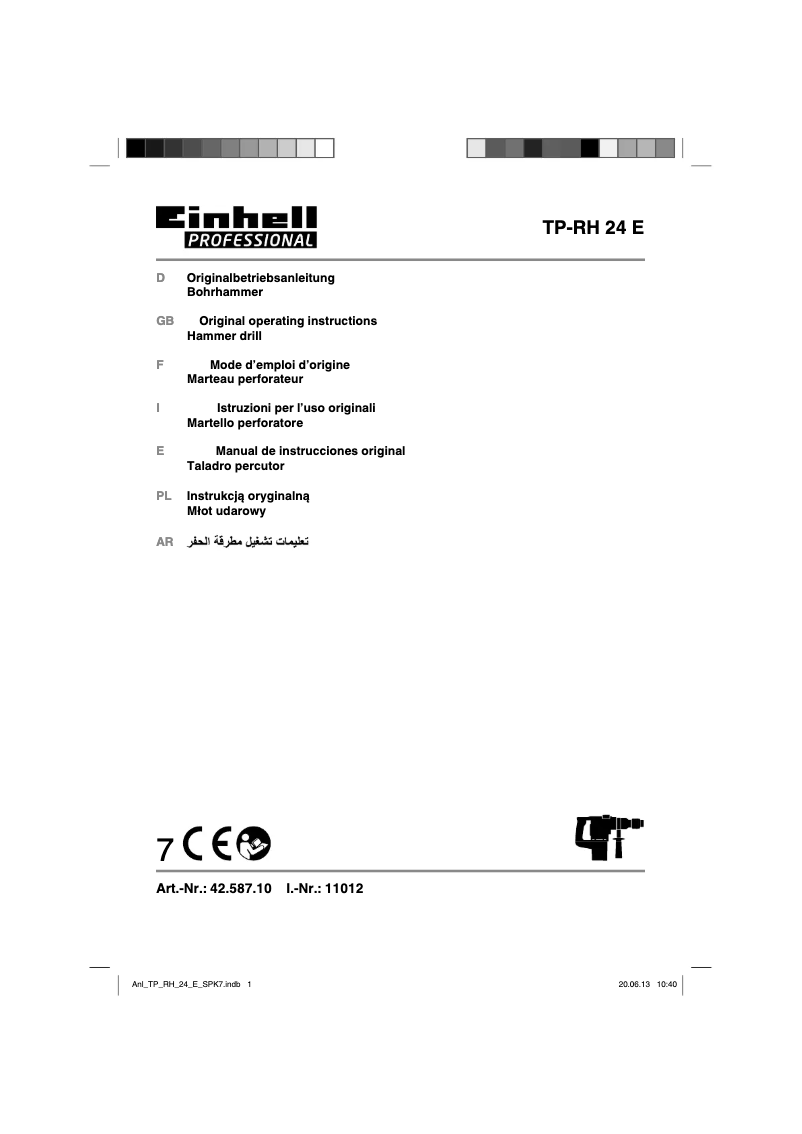 Page n°1 - Manuel utilisateur Einhell TP-RH 24 E