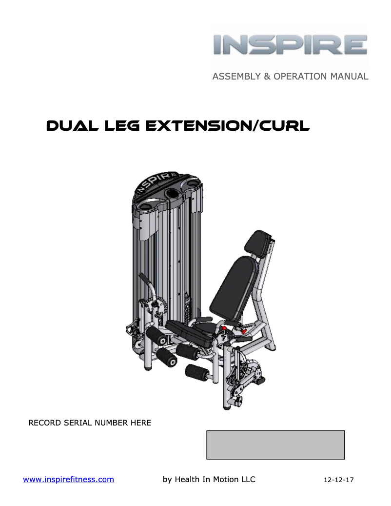 Page 1 de la notice Manuel utilisateur Inspire Dual Leg Extension/Curl