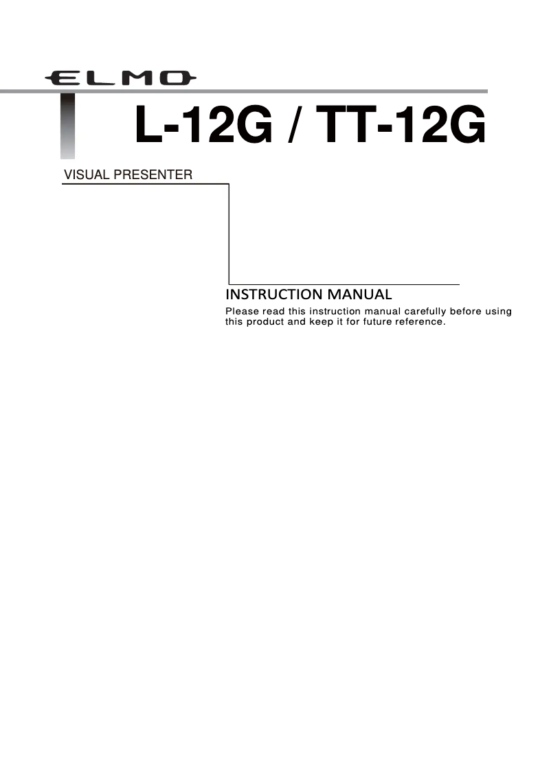 Page 1 de la notice Manuel utilisateur Elmo L-12G
