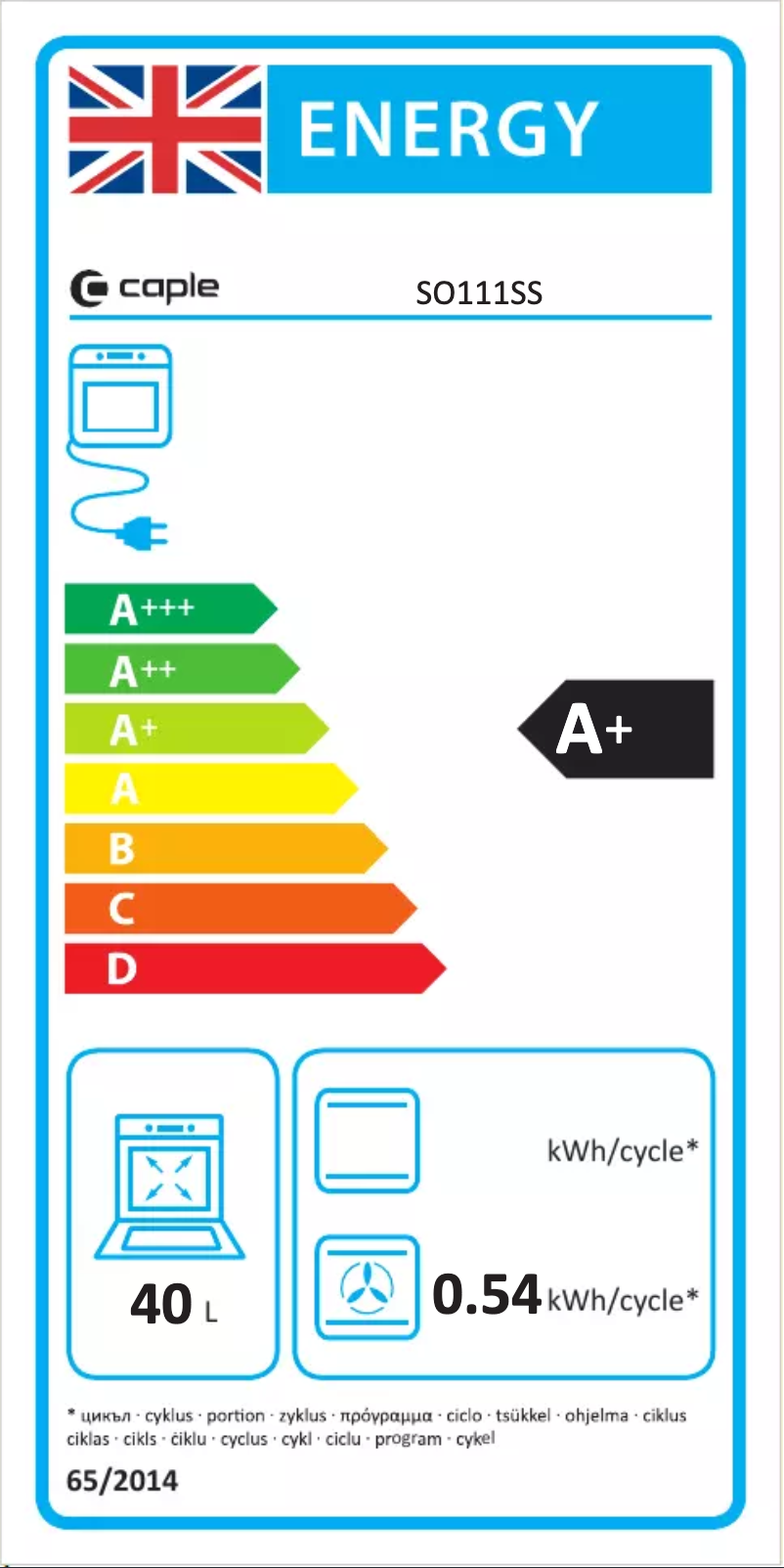 Page n°1 - Label énergétique Caple SO111SS