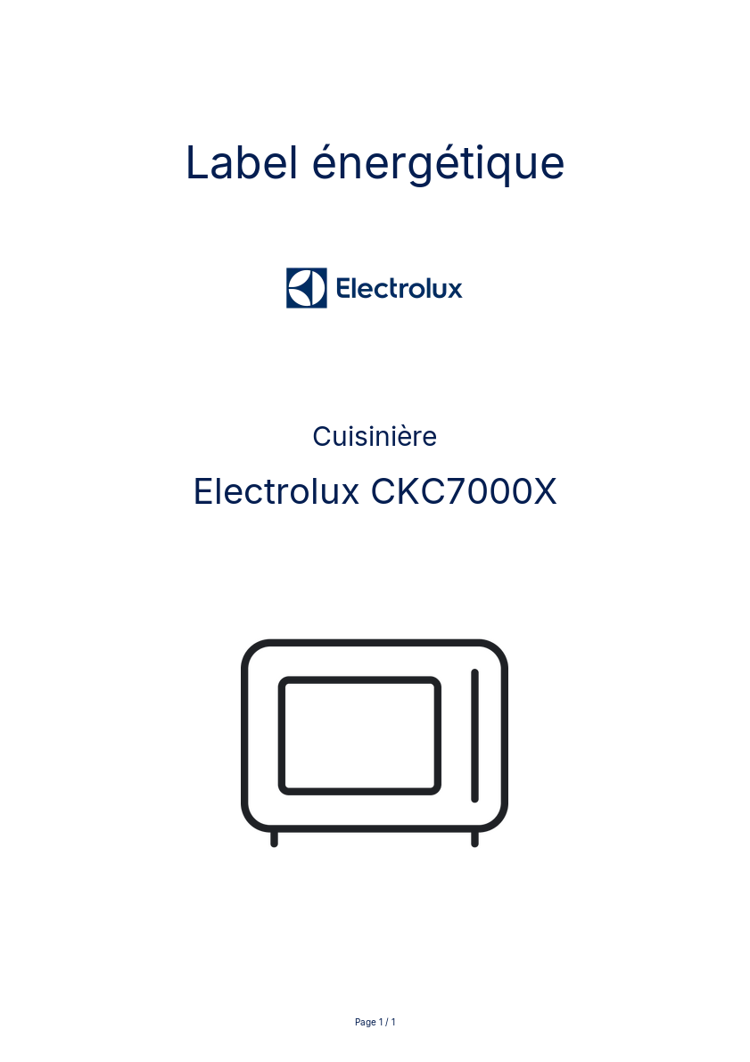 Page n°1 - Label énergétique Electrolux CKC7000X