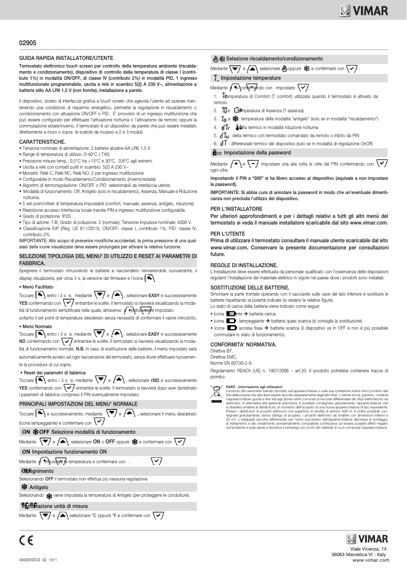 Image de la première page du manuel de l'appareil 02905