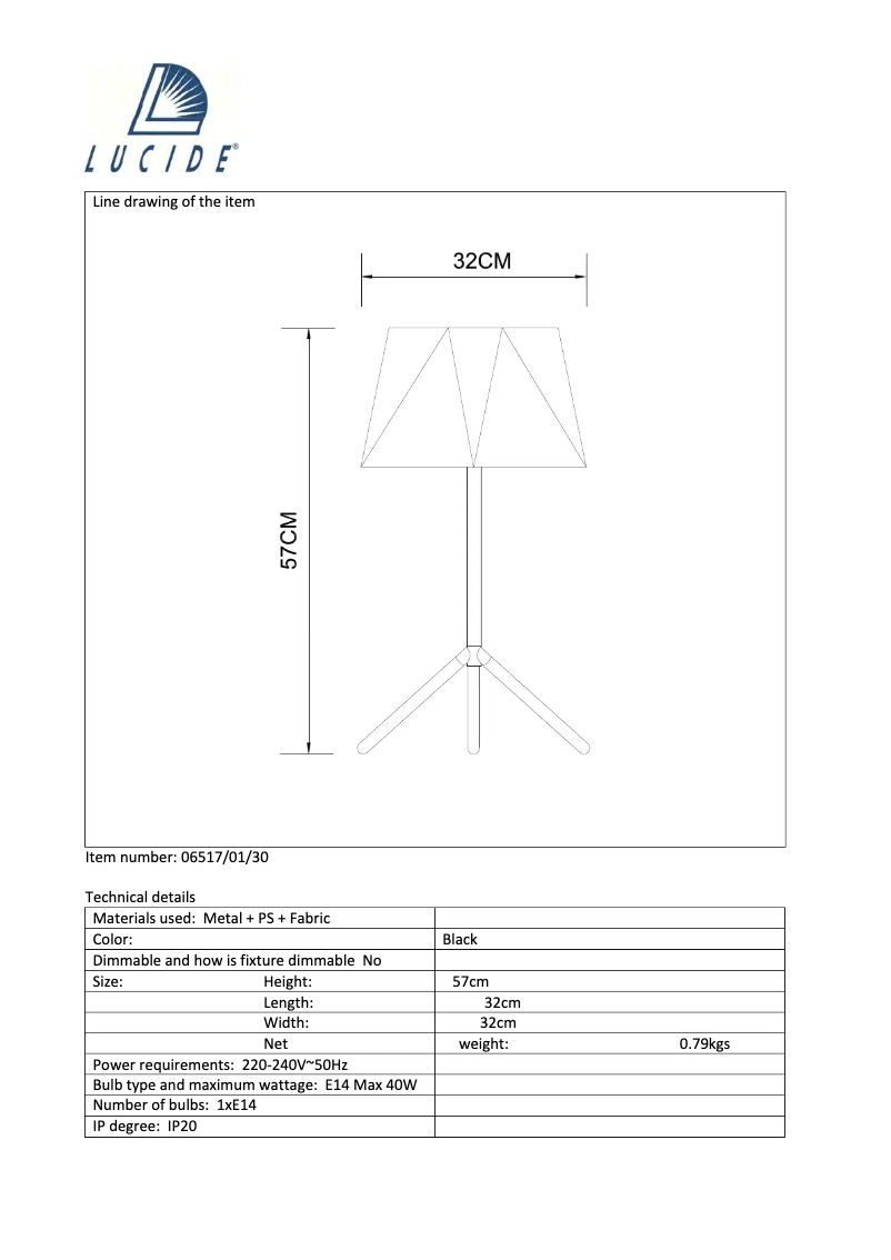 Page 1 de la notice Manuel utilisateur Lucide Alegro 06517/01/30
