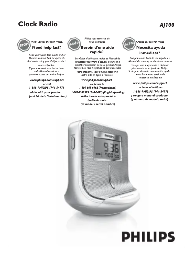 Page 1 de la notice Manuel utilisateur Philips AJ100
