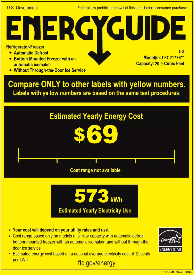 Page 1 de la notice Label énergétique LG LFC21776ST