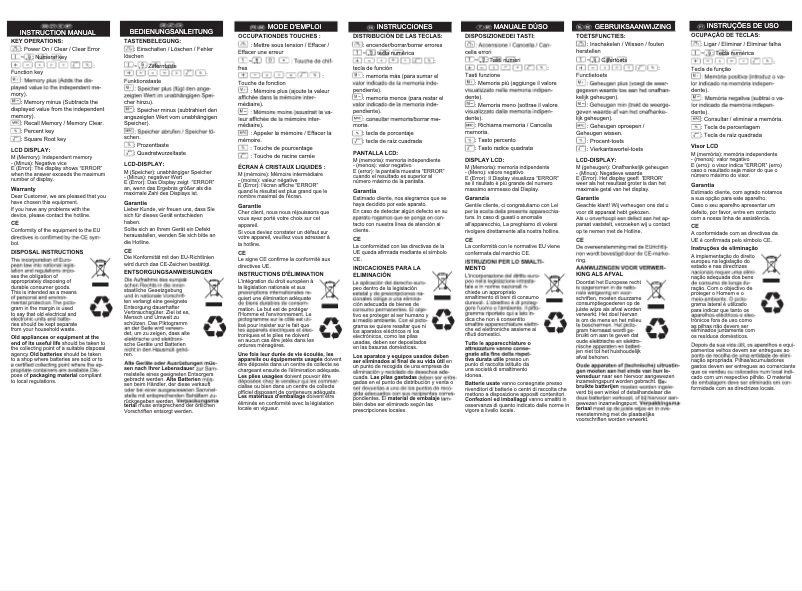 Page n°1 - Manuel utilisateur Olympia LCD 825