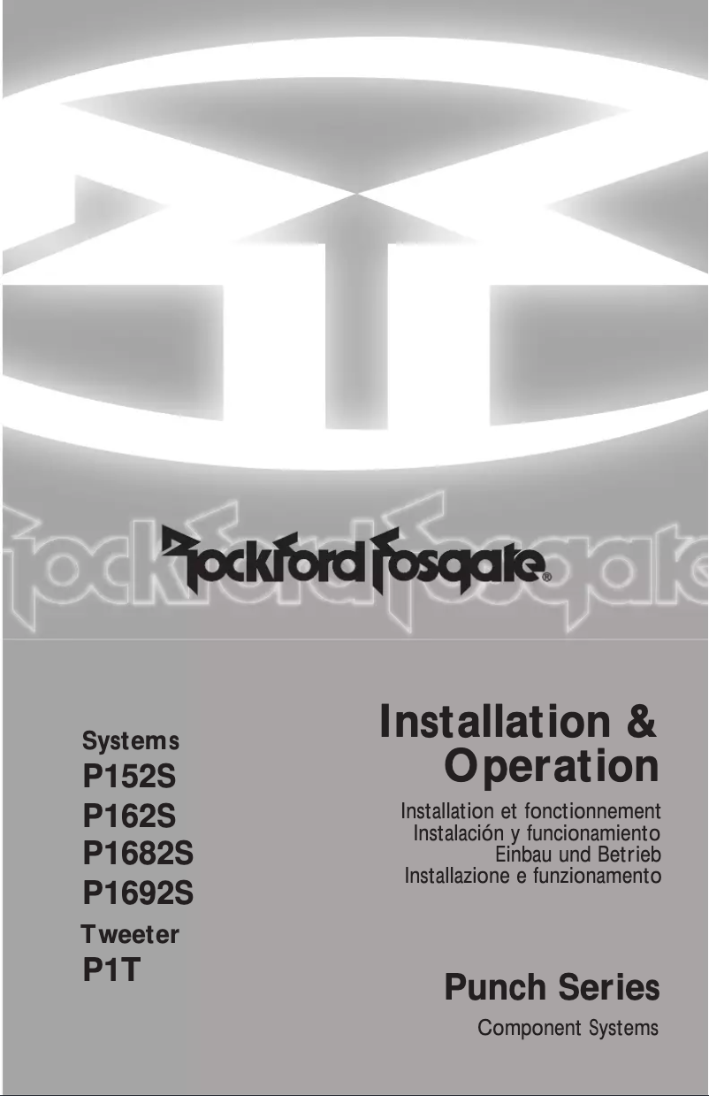 Page n°1 - Manuel utilisateur Rockford Fosgate Punch P1682S