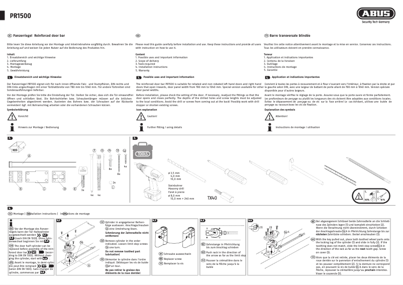 Página 1 del manual Instrucciones / montaje Abus PR1500S