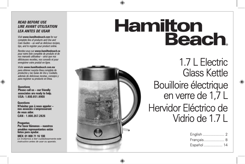 Page n°1 - Manuel utilisateur Hamilton Beach 40868