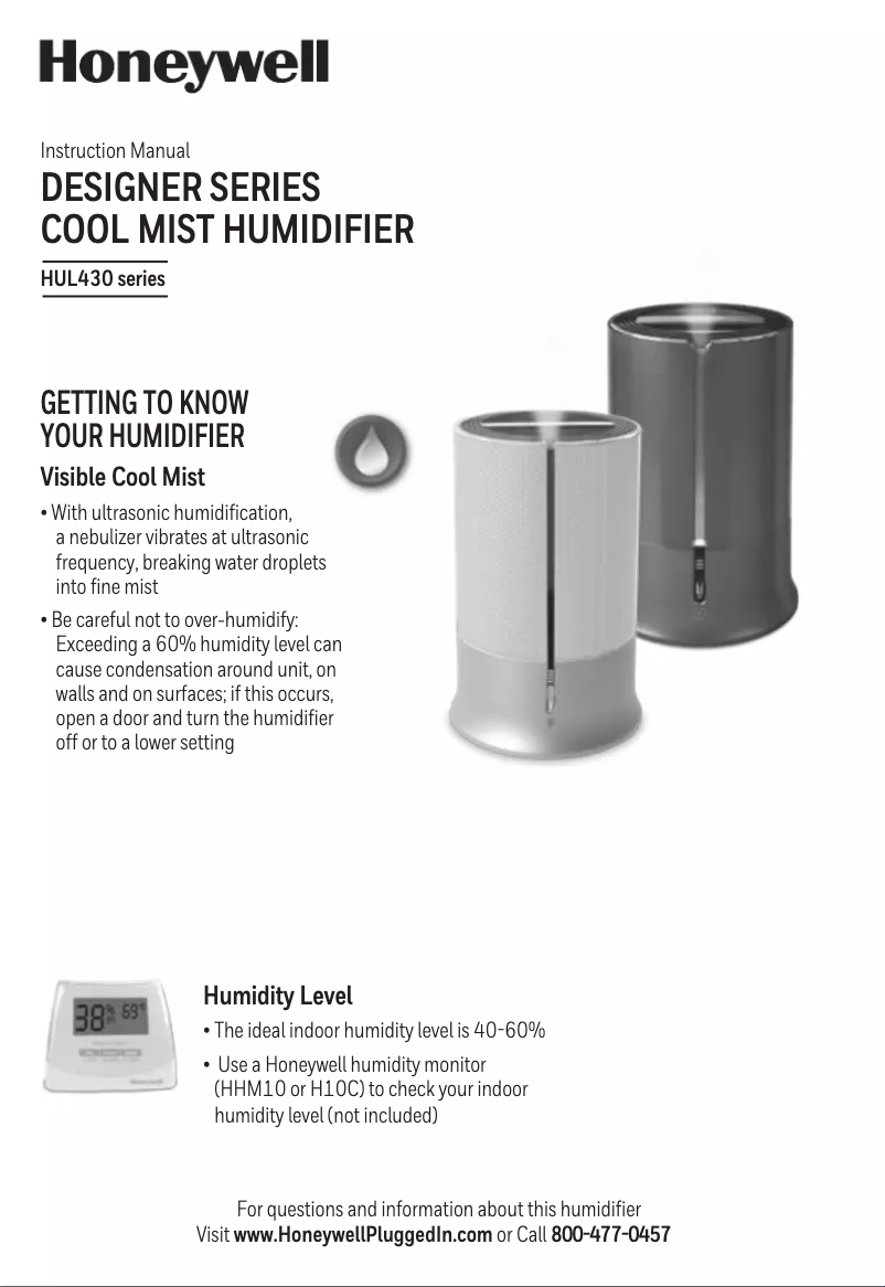 Page 1 de la notice Manuel utilisateur Honeywell HUL430W