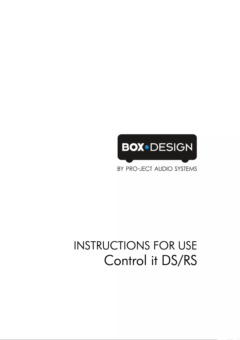 Page 1 de la notice Manuel utilisateur Pro-Ject Control it DS/RS