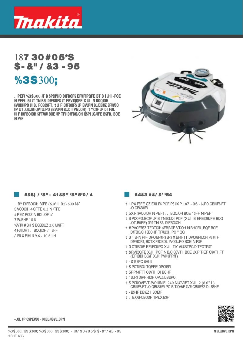 Page 1 de la notice Fiche technique Makita DRC300