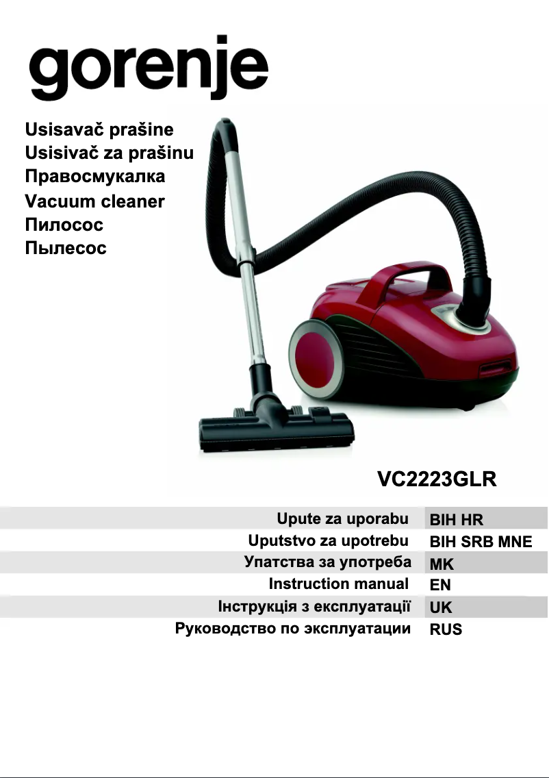 Page n°1 - Manuel utilisateur Gorenje VC2223GLR