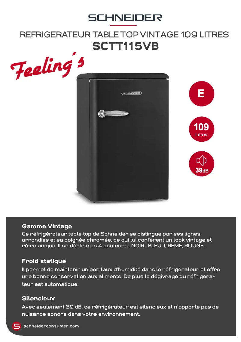 Page 1 de la notice Fiche technique Schneider SCTT115VB