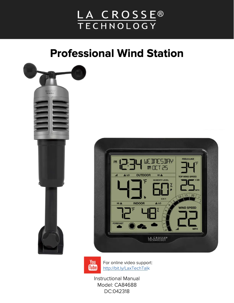 Page 1 de la notice Manuel utilisateur La Crosse Technology CA84688