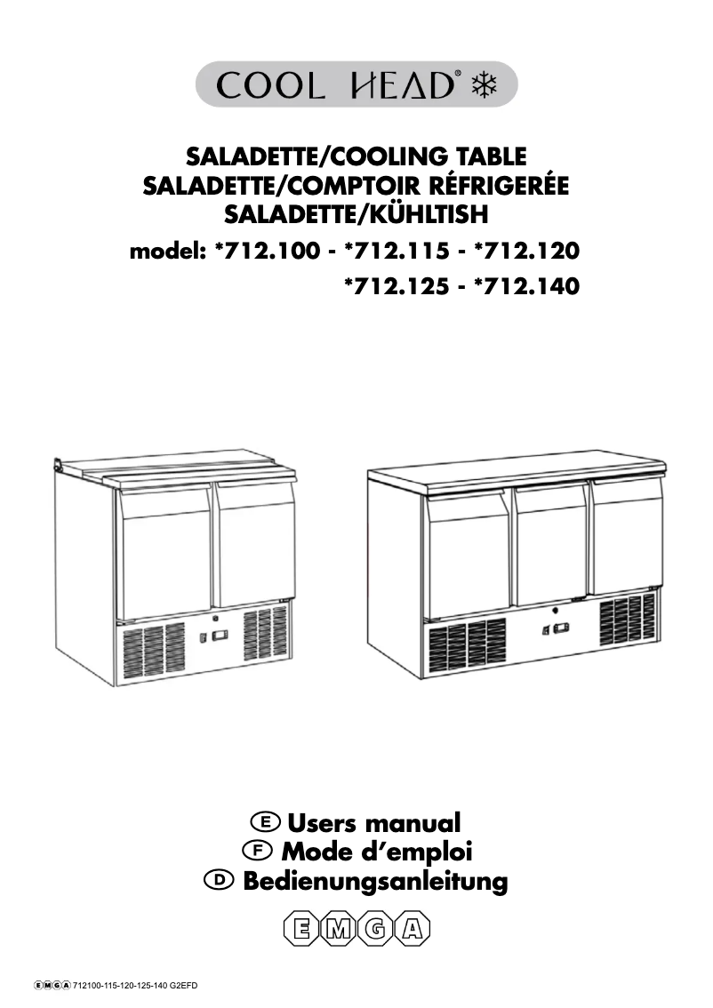 Page 1 de la notice Manuel utilisateur Cool Head 712115
