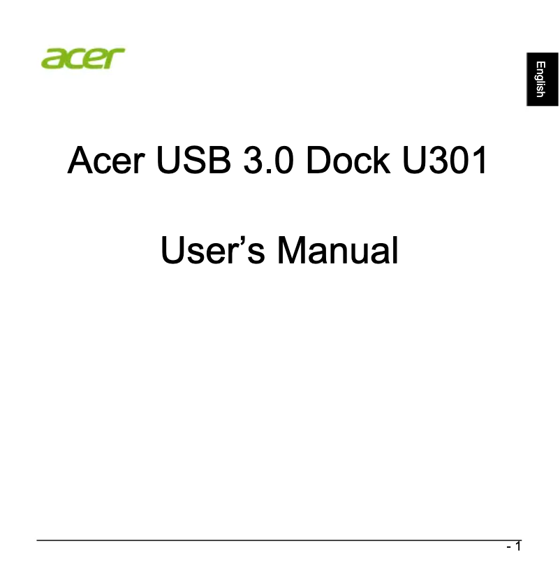 Image de la première page du manuel de l'appareil USB 3.0 Dock U301