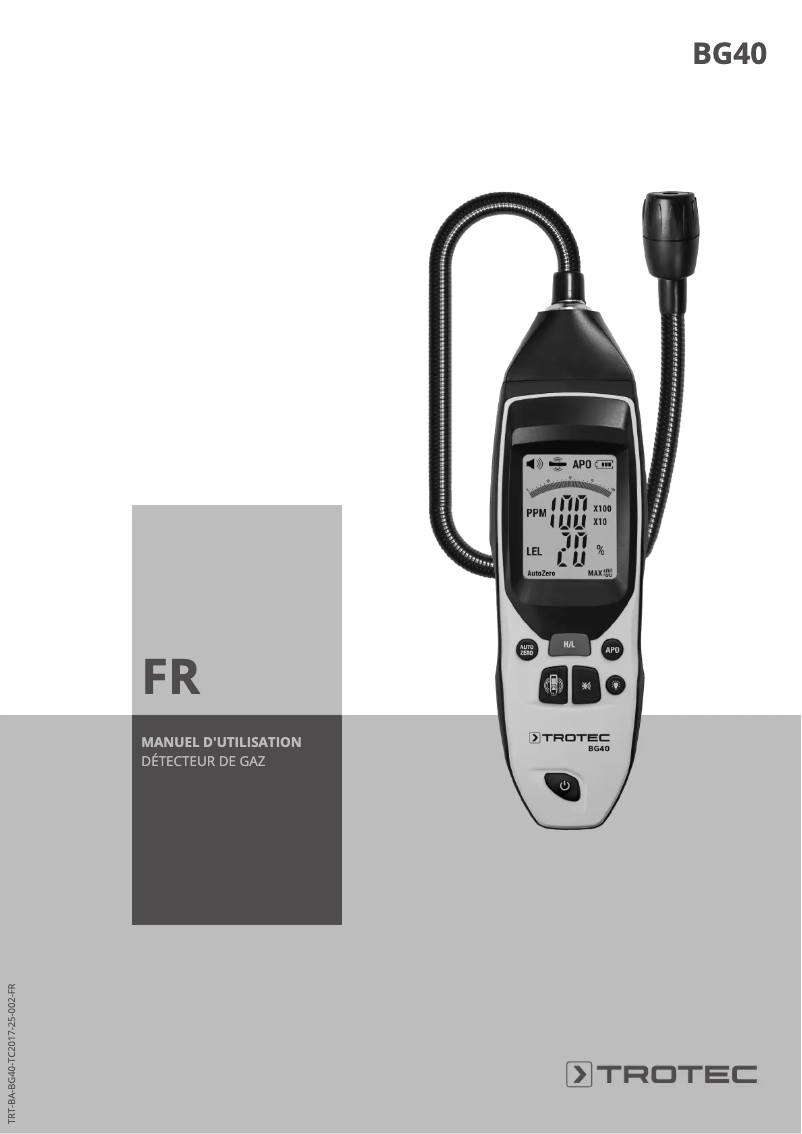 Page n°1 - Manuel utilisateur Trotec BG40