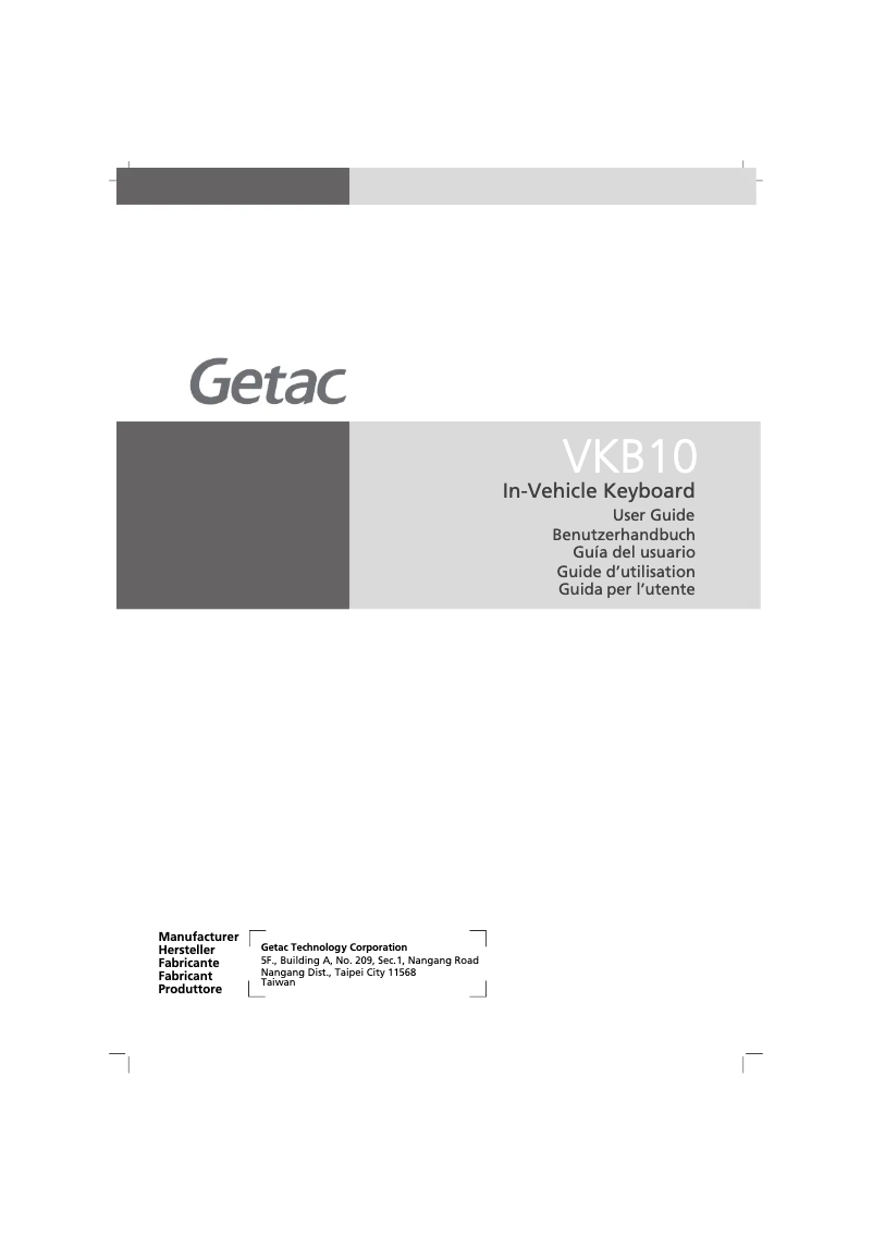 Page n°1 - Manuel utilisateur Getac VKB10
