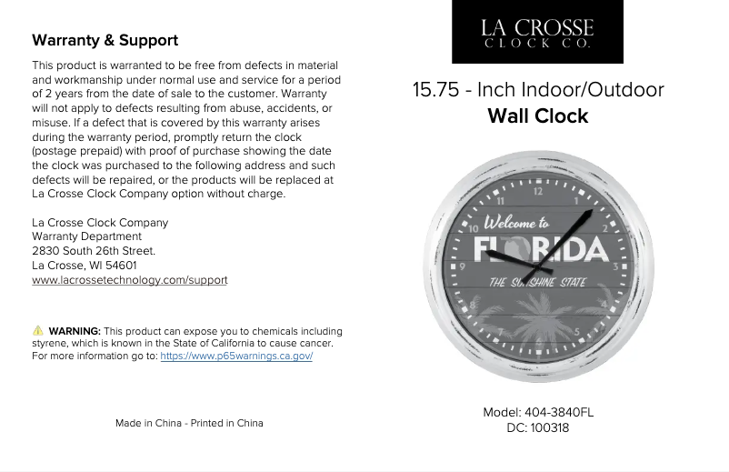 Page 1 de la notice Manuel utilisateur La Crosse Technology 404-3840FL