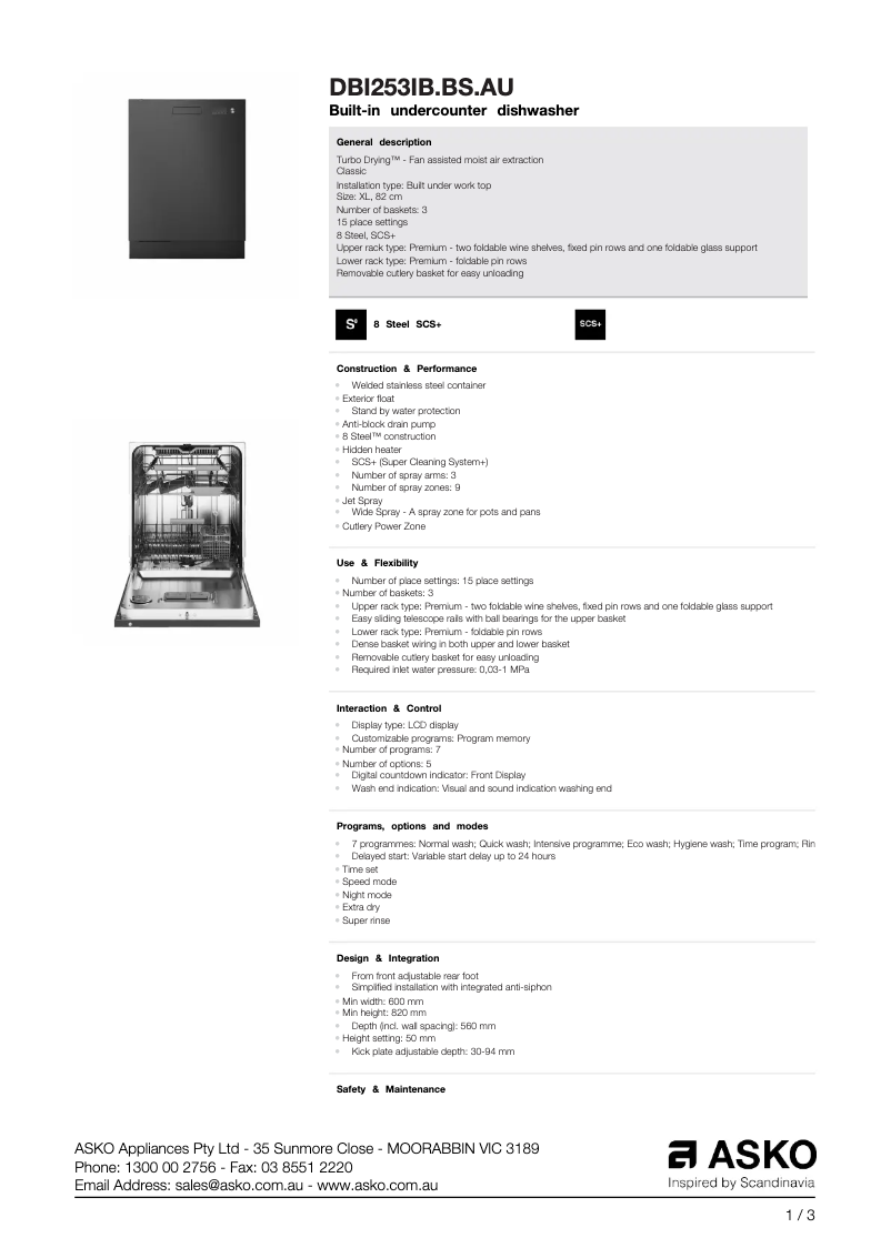 Image de la première page du manuel de l'appareil DBI253IB.BS.AU