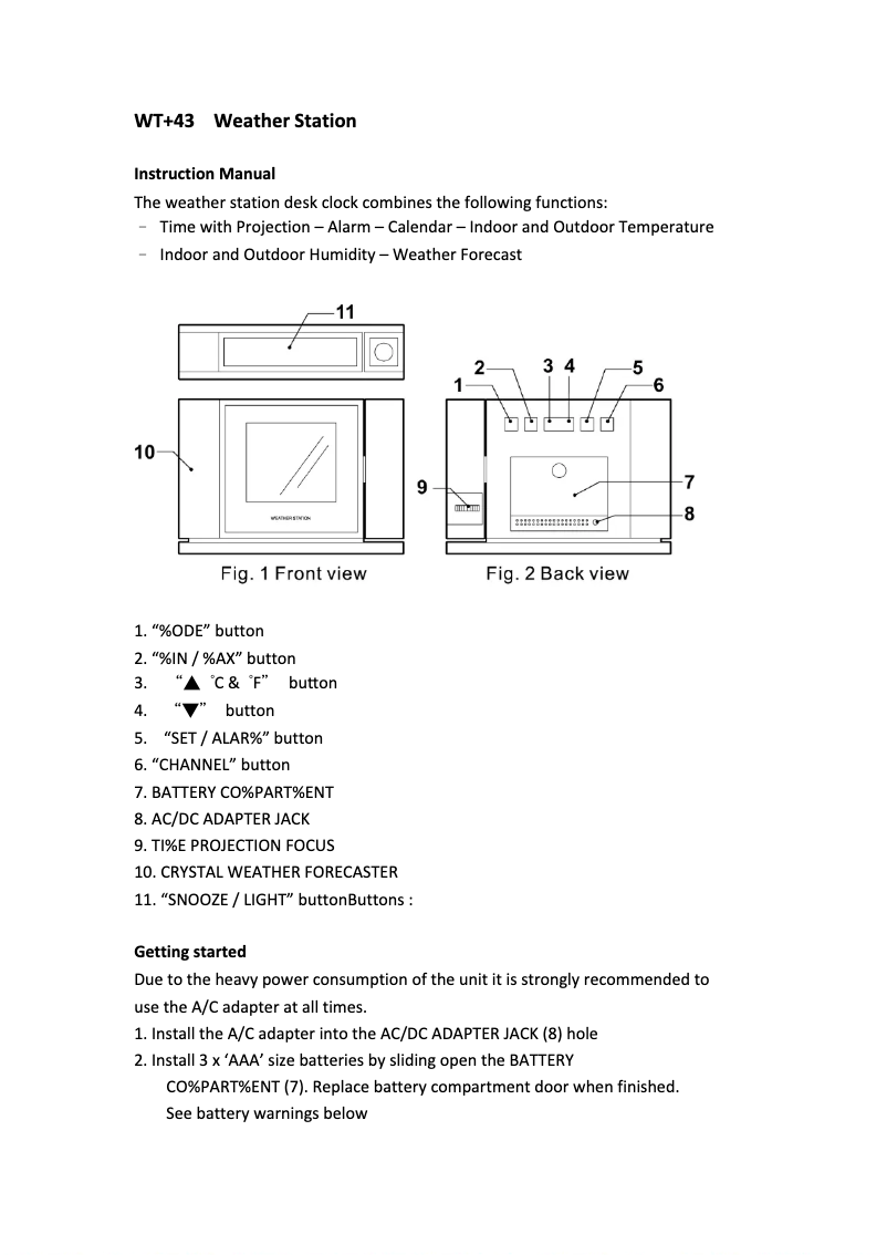 Image de la première page du manuel de l'appareil WT 643