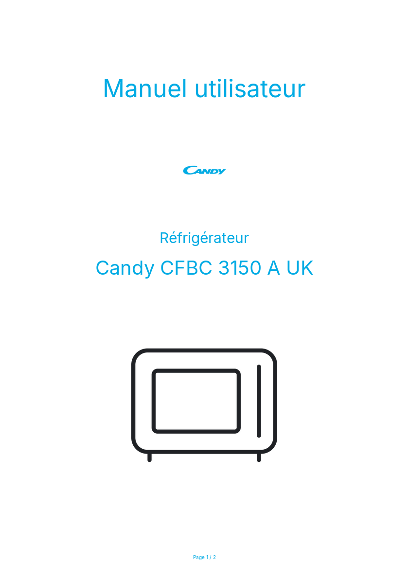 Image de la première page du manuel de l'appareil CFBC 3150 A UK